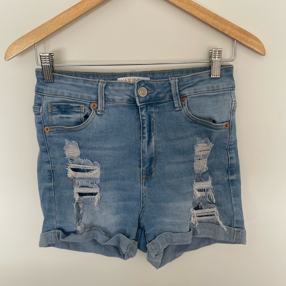 Wax Jean Shoes - WAX Jeans Collection Cuffed Shorts Distressed Denim Size M 26 x 3